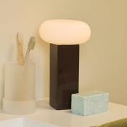 LED-bordlampe med batteri, LOW, brun, højde 20 cm, metal, dæmper