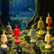 Kare LED-batteridrevet bordlampe Animal Rabbit, grøn, IP44, 29 cm