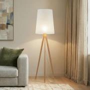 Gulvlampe Walz, creme, træ, højde 175 cm, E27