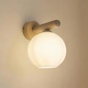 Væglampe Virlo, træ, opalglas, højde 20 cm, E14