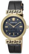 Versace Dameur VELW01122 Meander Sort/Læder Ø34 mm