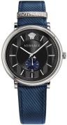 Versace Herreur VEBQ01018 V Circle Sort/Læder Ø42 mm