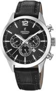 Festina Herreur F20542-5 Timeless Sort/Læder Ø44 mm