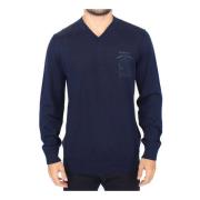 Blå V-hals Pullover Sweater