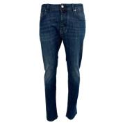 Mørkeblå Bard Linen Slim-Fit Jeans