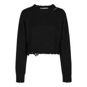 Hyggelig og stilfuld sort rund hals sweater