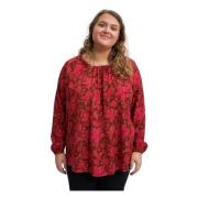 Anouk - Brun Læder Blomsterprint Bluse