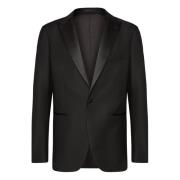 Sort uld tuxedo jakke med peak-revers
