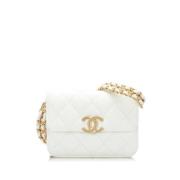 Hvid Læder Chanel Skuldertaske