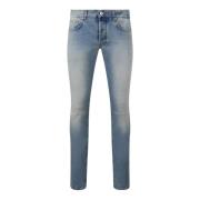 Bleached Blue Denim Straight Jeans