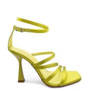 Lime Satin High Heel Sandals