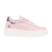 Lyserøde sneakers med fuchsia hæl