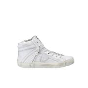 Vintage Pop Høje Top Sneakers i Hvid Læder