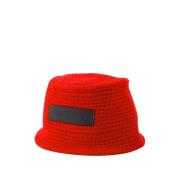 Rød Syntetisk Læder Bucket Hat