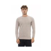 Beige Viscose Crewneck Sweater