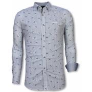 Billige slimfit skjorter - Stribet skjorte til jakkesæt - 2054W