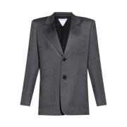 Grå Uld Herringbone Blazer