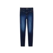 Blå Tætsiddende Jeans med Broderede Detaljer