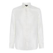 Perforeret Stribet Hvid Bomuldsskjorte