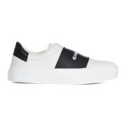 Hvide Slip-on Sneakers med Sort Elastikbånd