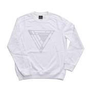 Logo Triangle Sweatshirt - Hvid, Lige Pasform, Lange Ærmer
