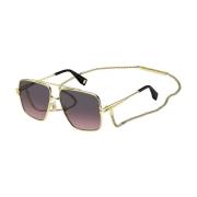 Guld Sorte Solbriller med Brune Pink Shaded Linser