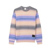 Peach Stripe Cotton Crewneck Sweater