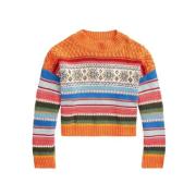 Farverig Stribet Crop Sweater