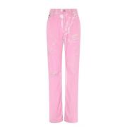 Rosa Pink Distressed-Detalje Denim Jeans