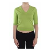 Grøn Uld V-hals Pullover Sweater - MainLine Kollektion