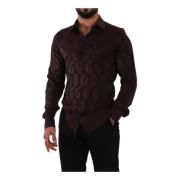 Bordeaux GOLD Logo Silk Slim Fit Herreskjorte