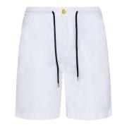 Hvide Casual Shorts med Elastisk Talje