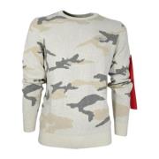 Herre Crew Neck Sweater med Camouflage Mønster