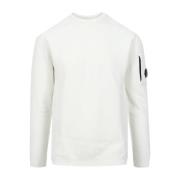 Hvid Bomuld Chenille Sweater med Ribkant