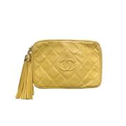 Brugt Gul Læder Chanel Crossbody Taske