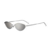 Silver Metal Sunglasses with Mirrored Grey Lenses