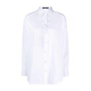 Hvid Stretch-Bomuldsskjorte med Spids Krave