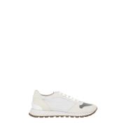 Hvide Sneakers i Ruskind med Diamond Cut-BR Detaljer