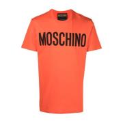 Orange Bomuld T-shirt med Logo Print