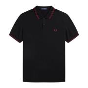 Slim Fit Twin Tipped Polo i Sort/Tawny Port