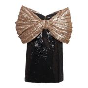 Sequinned dress with oversized bow