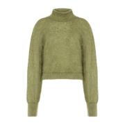 Grøn Sweater med Reembors Ærmer
