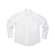 Hvid Bomuldsskjorte med Lommer