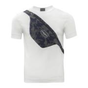 Hvid kortærmet herre T-shirt med camouflage lomme