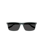 Herre solbriller i firkantet acetat i grå transparent med khaki detalj...