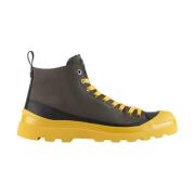 P03 ANKLE BOOT COATED FABRIC RUBBERIZED LEATHER MILITARY GREEN-YELLOW