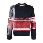Blåtternet sweater med 4-Bar stribe