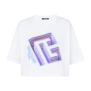 Kortærmet T-shirt med neontrykt labyrintlogo