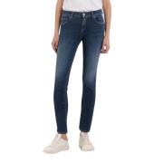 Medium Blå Højtaljede Strækbare Slim Fit Jeans