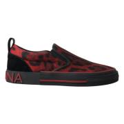 Røde Sorte Leopard Loafers Sneakers Sko
